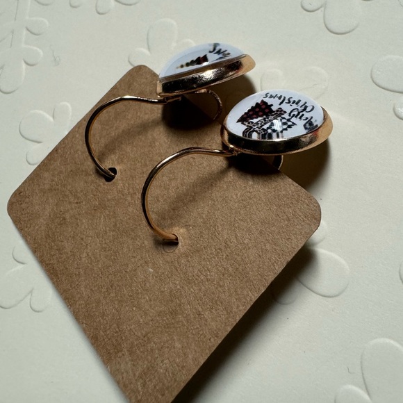 ❄️ SALE! NEW Holiday Rose Gold Leverback Christmas Earrings Animal Print Cross - Picture 6 of 11